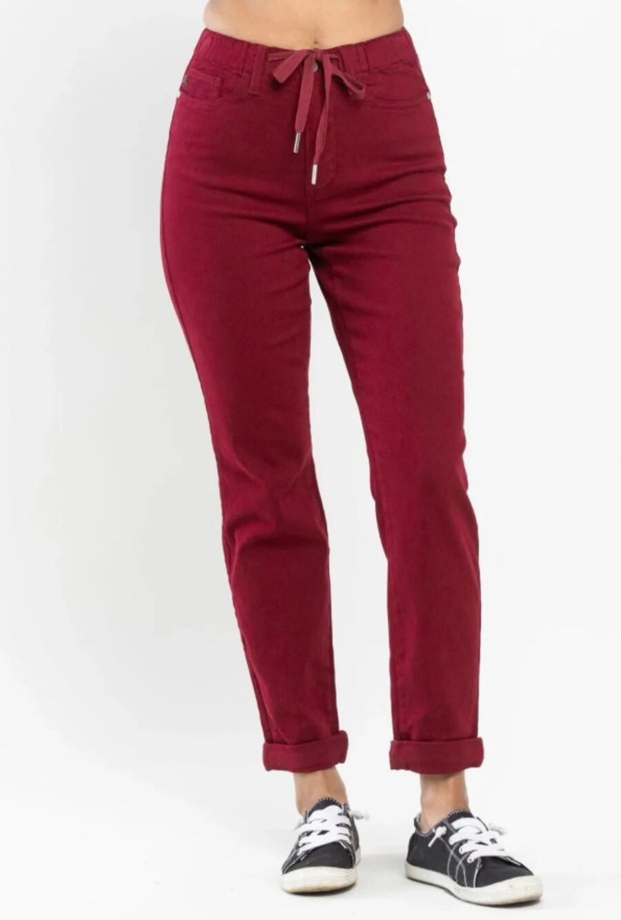 Judy Blue Garment Dyed Red Stretch Waist Straight Leg Joggers Women size 9 / 29
